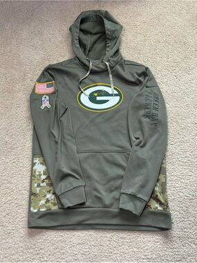 Nike Olive Green Green Bay Packers Military Pullover Hoodie